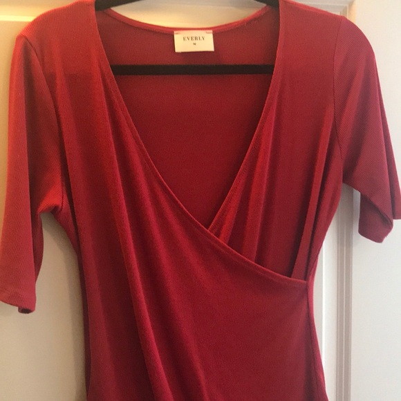 Red ribbed bodysuit size large - Picture 3 of 3